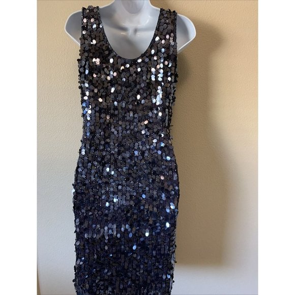 Pissarro  Nights Beaded Sequin Size 6 Party Cocktail Iridescent bachelorette - Picture 7 of 9